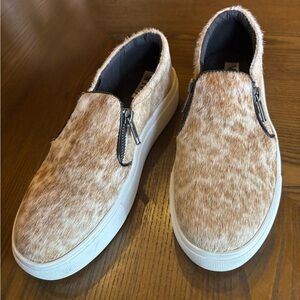 Myra Slip On Arctic Sneakers Genuine Cowhide Y2K Metallic Zipper Size 37 (6-7)